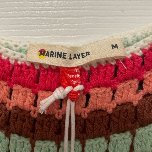 NEW MARINE LAYER CROCHET KNIT TANK SOFT COTTON BLEND RAINBOW DRESS MEDIUM M NWT - Picture 8 of 9